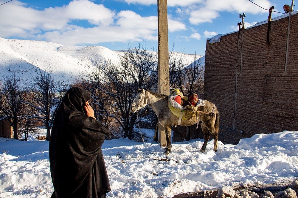 بارش برف شدید در لیقوان شهر پنیری ایران + تصاویر